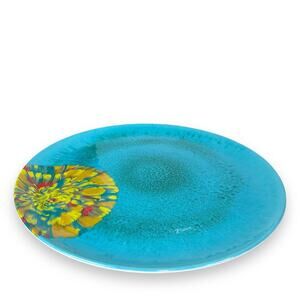 Citrus Grove Melamine Platter Large Abstract Floral Serving Tray Round 14"
